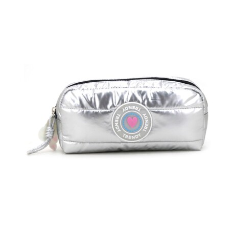Cartuchera Escolar Puffer Metalizada Trendy Plateado