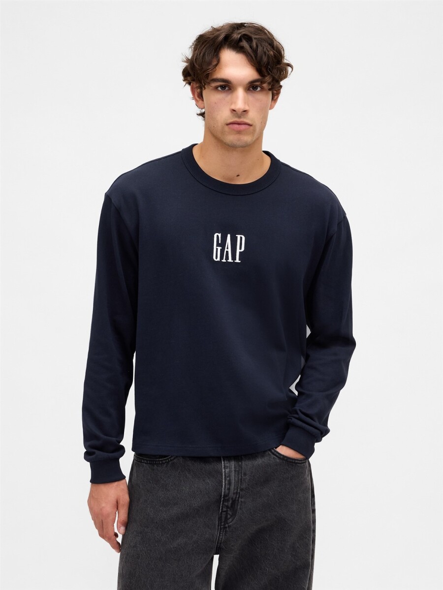Remera Logo Gap Manga Larga Hombre - New Classic Navy 