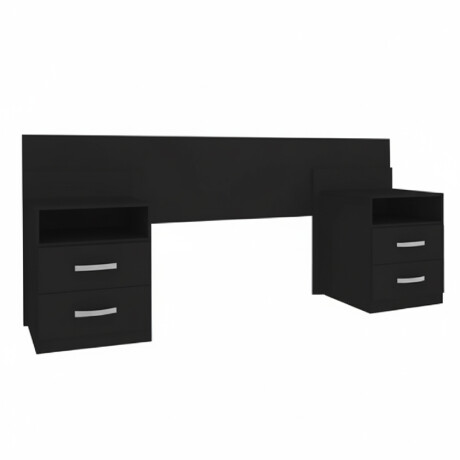 RESPALDO CABECERA CON 2 MESAS DE LUZ DE 2 CAJONES NEGRO