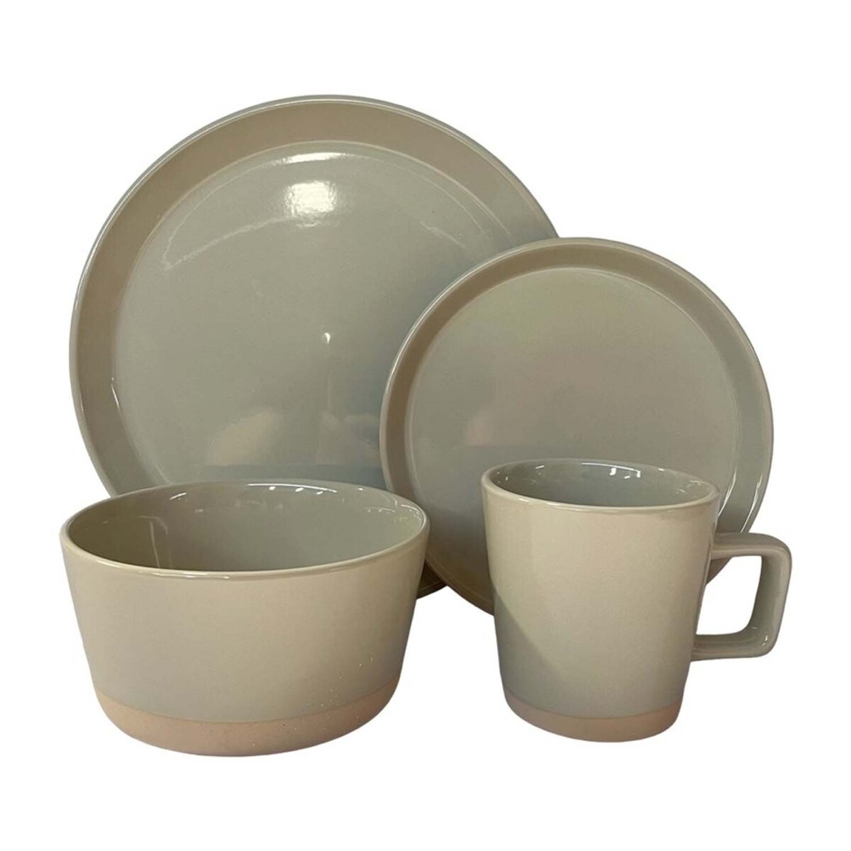 Juego de Vajilla Cerámica 16 Piezas Platos Bowls Tazas 385ml - Beige 
