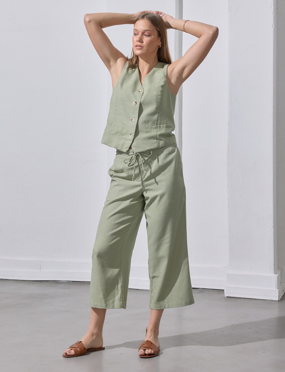 Pantalon Crop Lino - Verde 