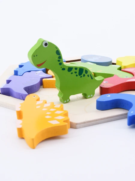 DINO MADERA HEXAGONAL PUZZLE MULTICOLOR