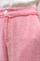 Pantalon capri lino detalle desflecado rosado melange