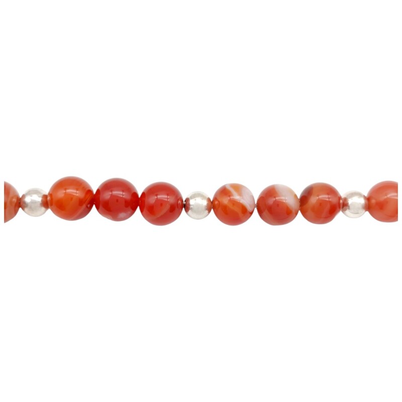 Pulsera Bolitas-Plata 925-Piedra ágata roja-PU3438 conpiedra