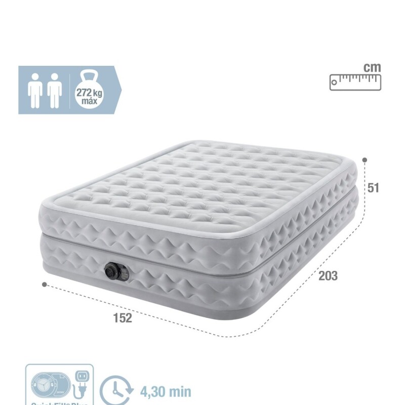 INTEX COLCHON DURA-BEAM DELUXE SUPREME AIR-FLOW CON BOMBA 2 PLAZAS QUEEN Intex Colchon Dura-beam Deluxe Supreme Air-flow Con Bomba 2 Plazas Queen