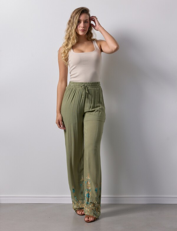 Pantalon Bordado VERDE