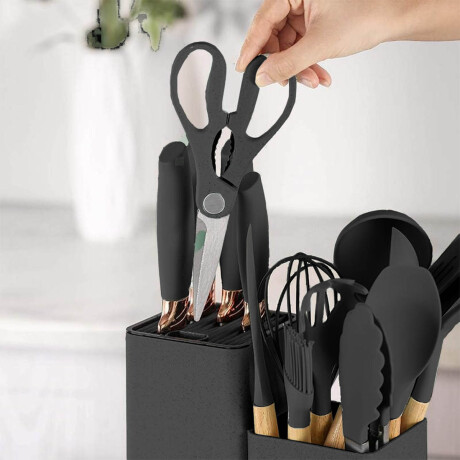 Set X19 Utensilios El Chingón Silicona Antiadherente Negro