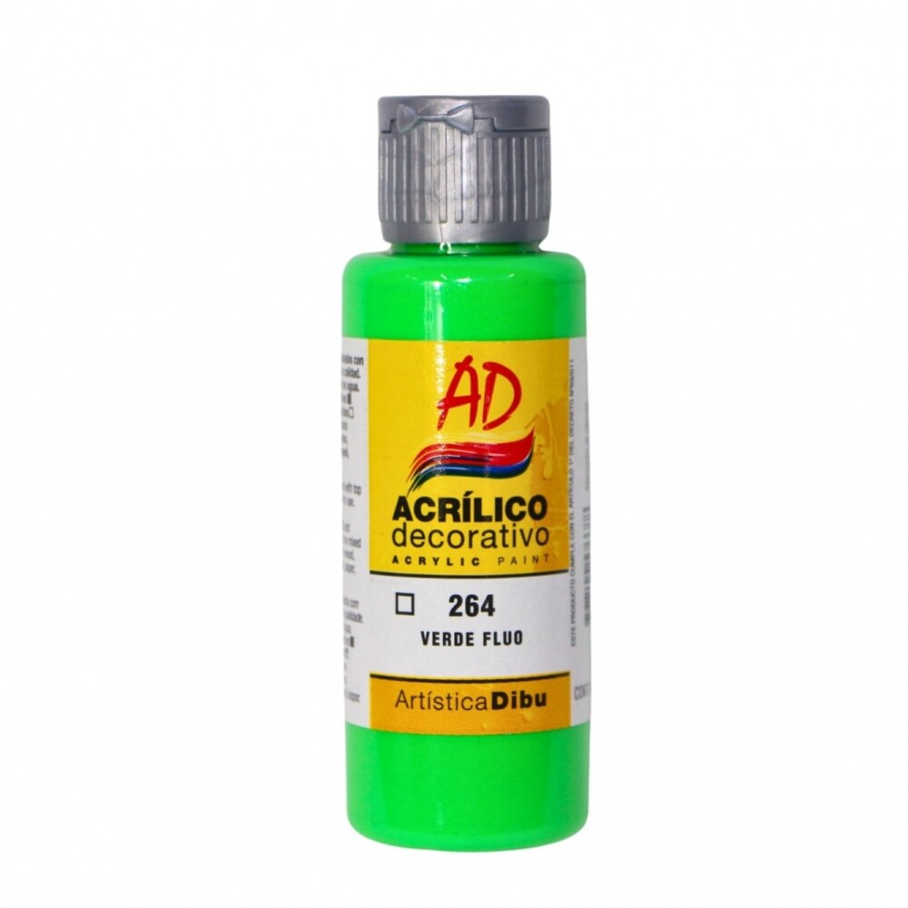 PINTURA ACRILICA ARTISTICA DIBU 60 ML. DIFERENTES COLORES COLOR VERDE FLUO 264