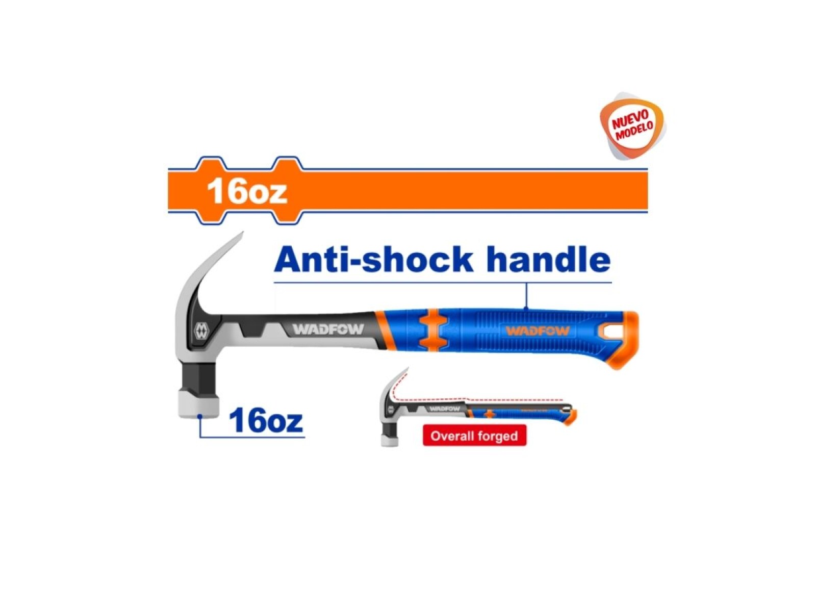 MARTILLO UÑA 450G ACERO FORJADO MANGO ANTISHOCK 