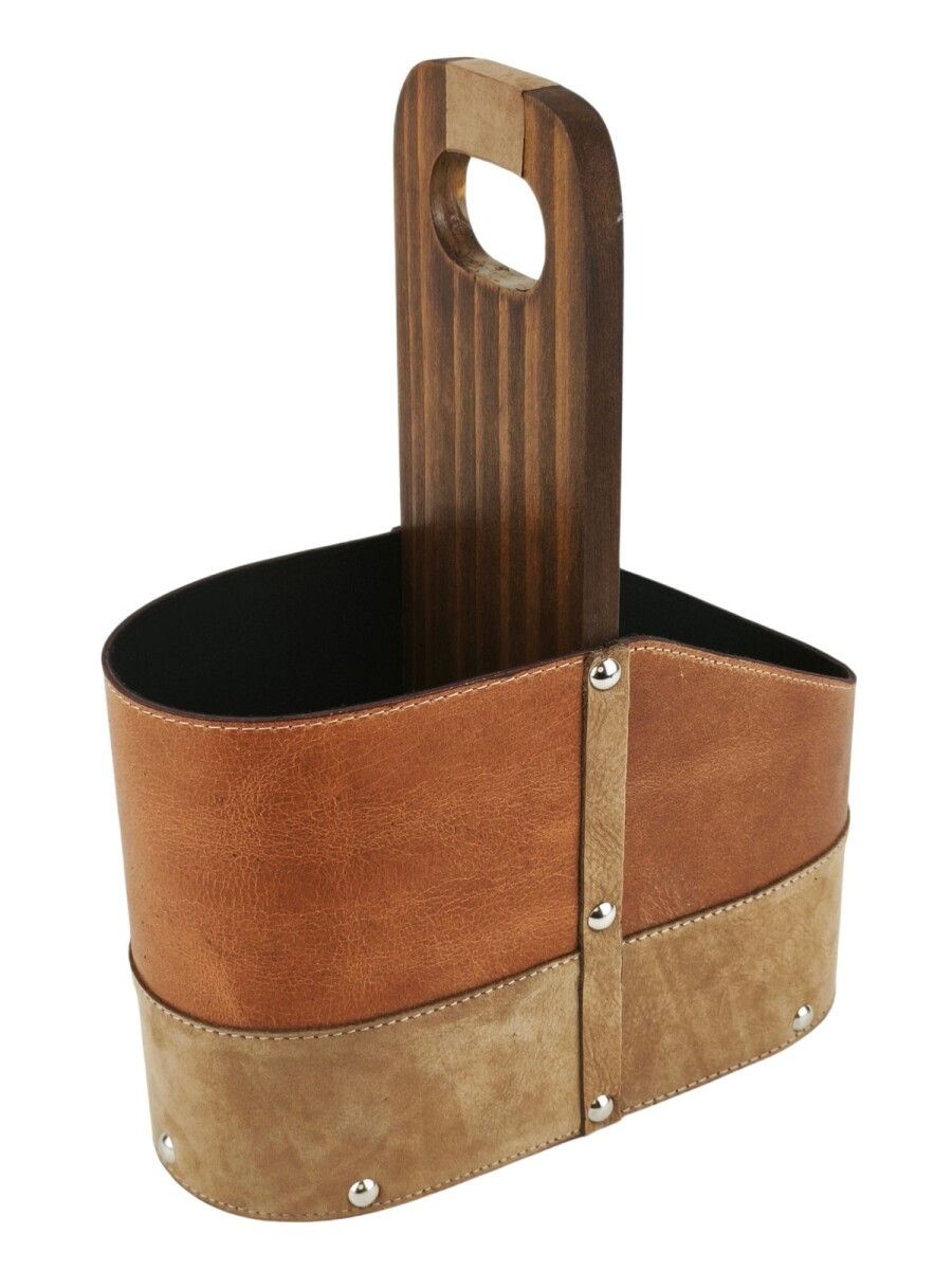 Matera de Cuero Vacuno Legítimo con Estructura Integral de Madera - Marrón claro 