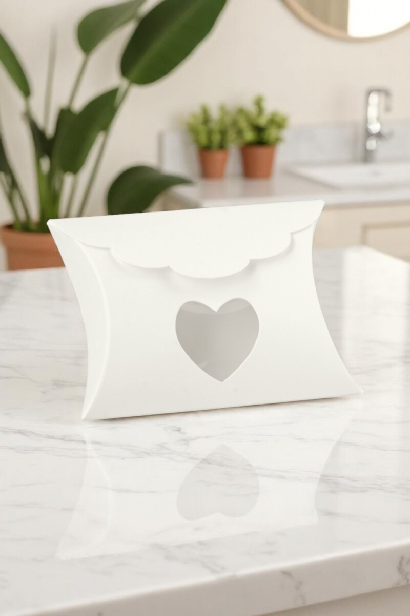 Estuche pillow corazón 8x8,5x3 cm. - BLANCO 