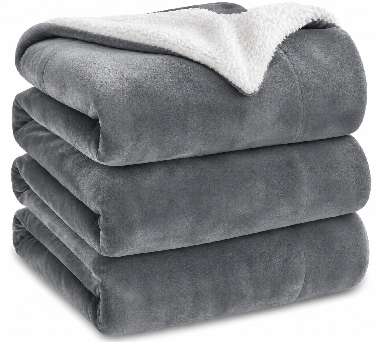Frazada Manta Polar con Corderito 2 Plazas 200x230cm - Gris 