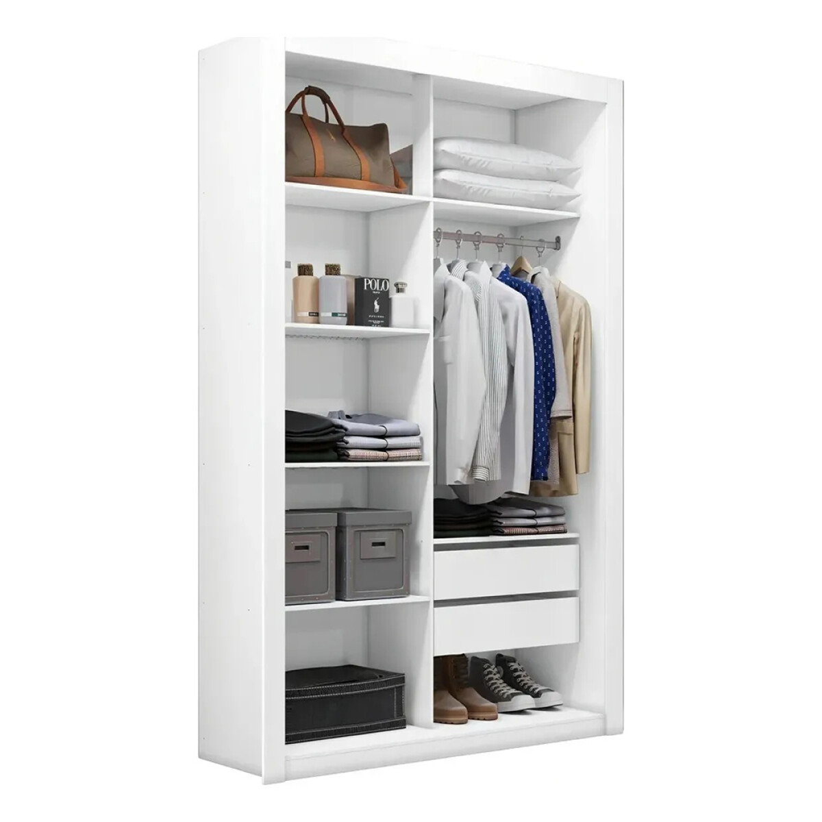 ROPERO VESTIDOR 2 CAJONES GUARDARROPA ARMARIO PLACARD CLOSET - BLANCO 