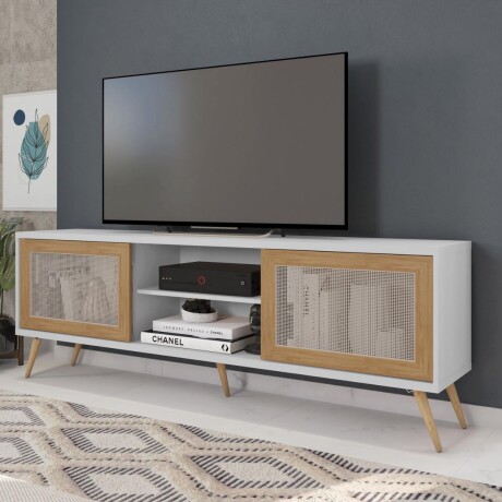 Rack Frizz Grande - Puerta Ratán Blanco / Buriti