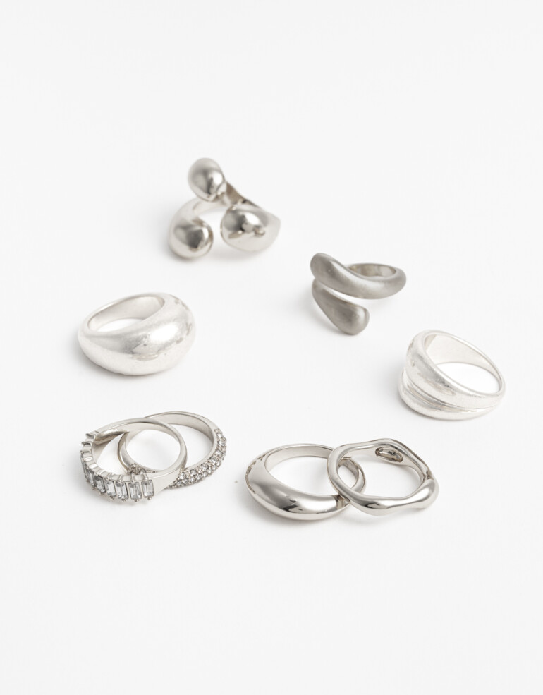 Sets Anillos Metal Sets 8 Anillos - Plateado Rodio