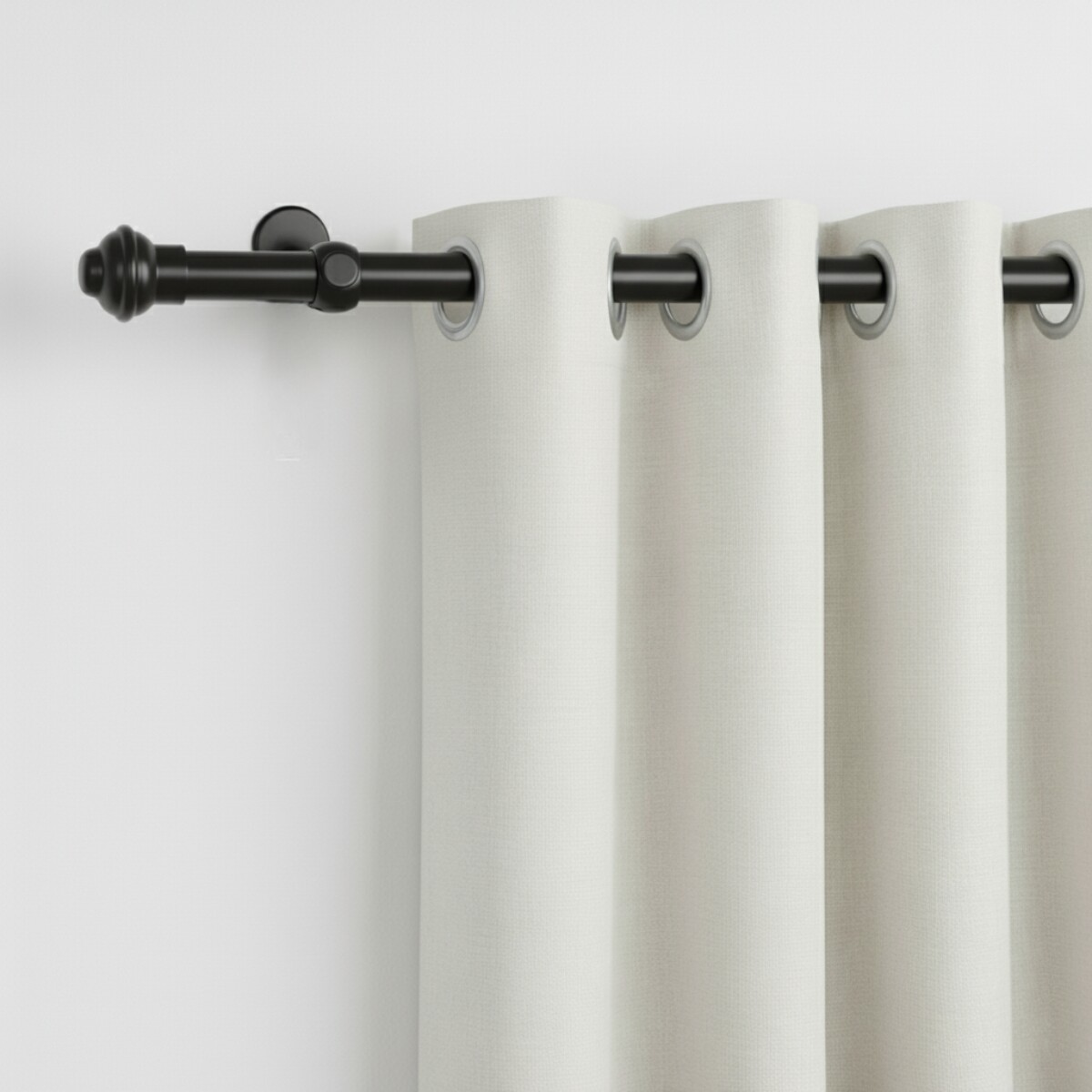 Barrote cortina de metal 1,5 m + 2 Soportes - NEGRO 