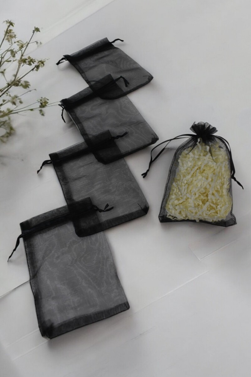 Pack x 100 - Bolsas organza 9x15 cm - NEGRO 