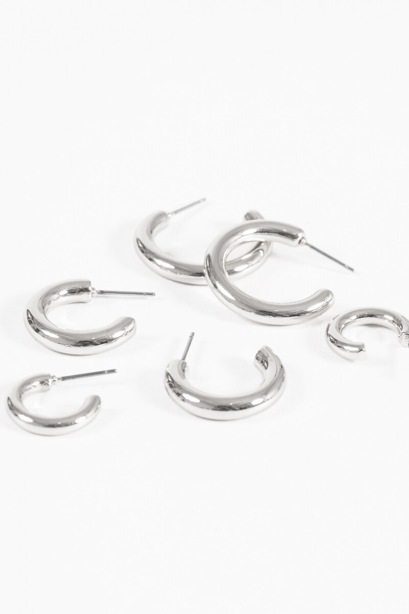 Set de tres aros bold plateado