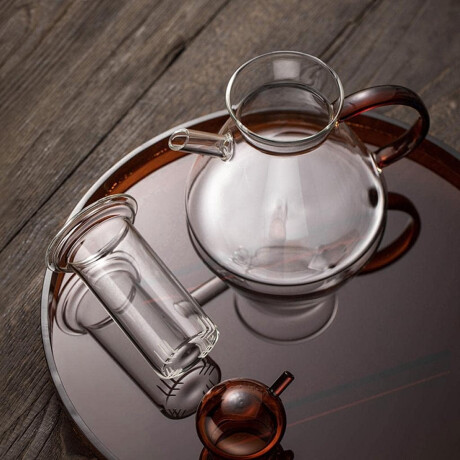 Tetera de vidrio borosilicato tapa y asa de color - 800ml Ambar