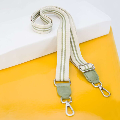 Correa Galon Para Cartera Manteca Verde y Blanco