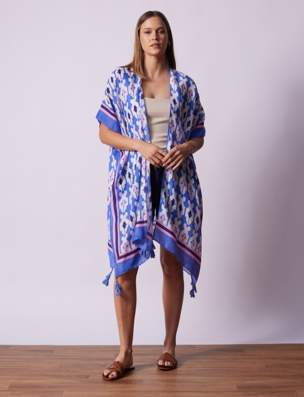 Kimono Printed AZUL/BLANCO