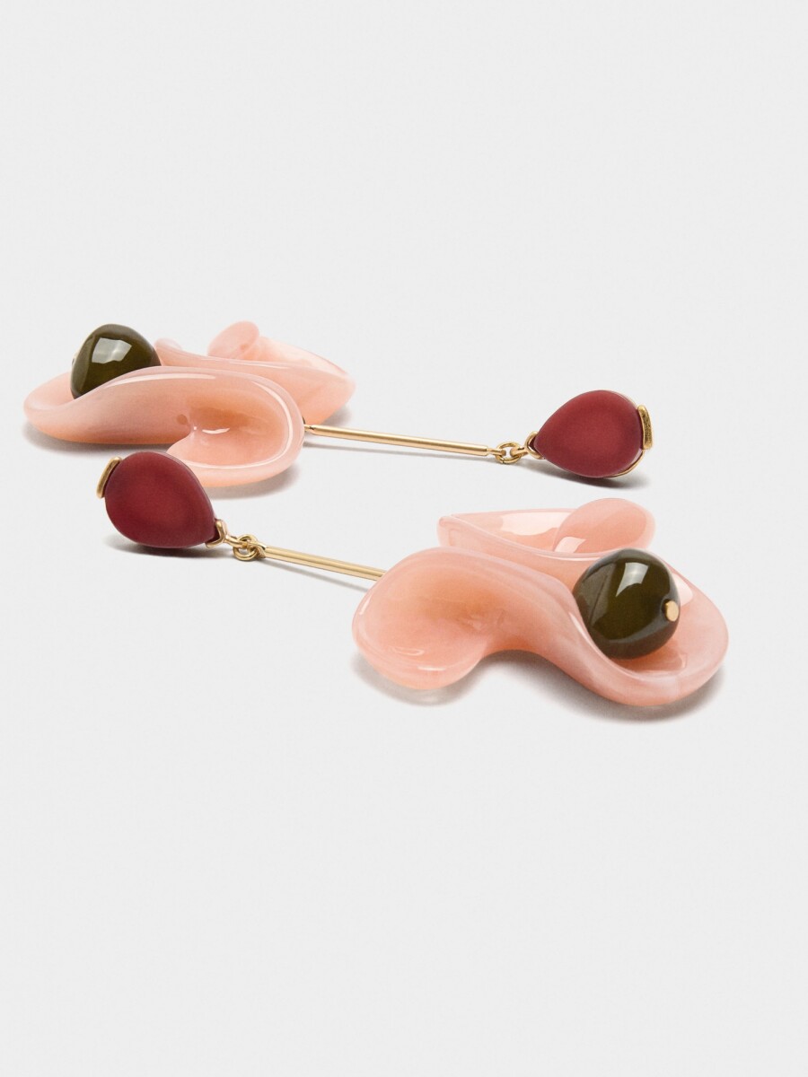 Pendientes Largos De Flor De Resina multicolor