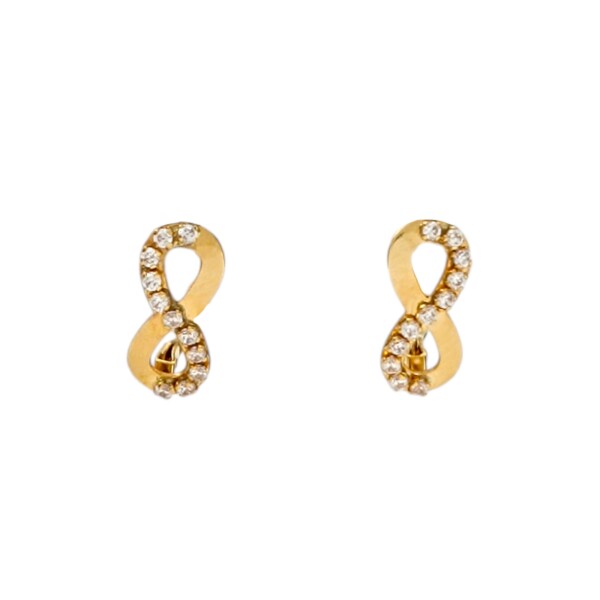 Caravanas Infinito de oro- Oro bajo - Zirconia- CA8086 conpiedra