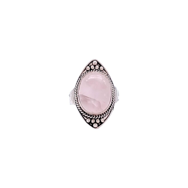 Anillo Almendra-Plata 925-Piedra cuarzo rosa-AN4546 conpiedra