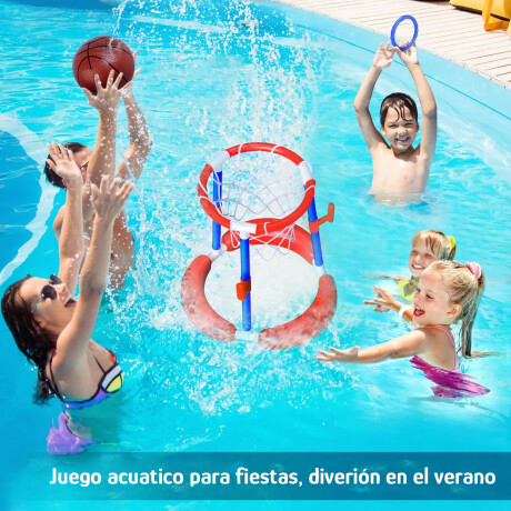 Juego De Piscina 2 En 1 Basket y Aros Verano Rojo