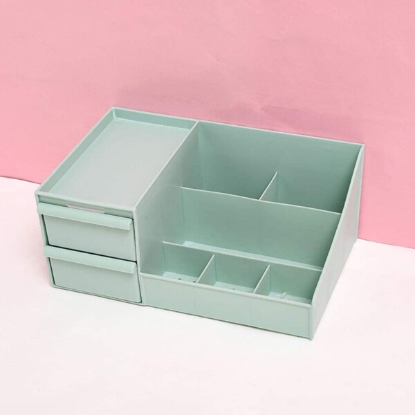Caja Organizadora Grande Cosméticos Escritorio Tocador Color Variante Verde