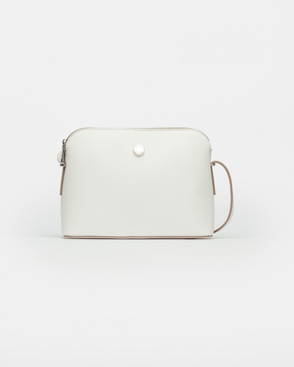 Bandolera Dyna en efecto cuero zaffiano - Blanco 
