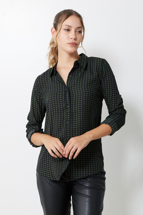 Camisa Crepe Printed NEGRO/VERDE