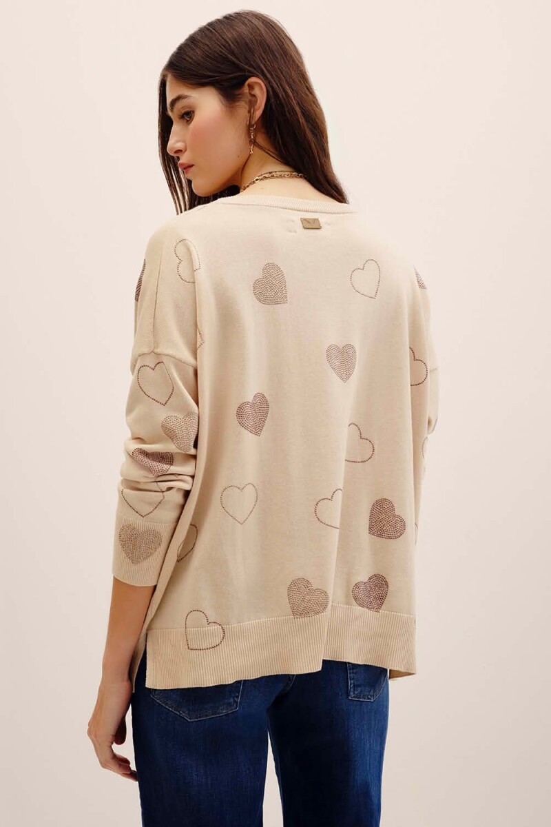 SWEATER HOTFIX HEARTS Crudo
