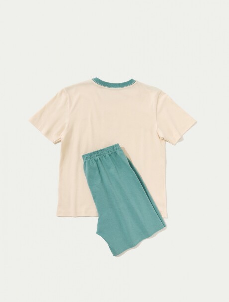 PIJAMA INFANTIL CON ESTAMPA Y VERMUDA VERDE