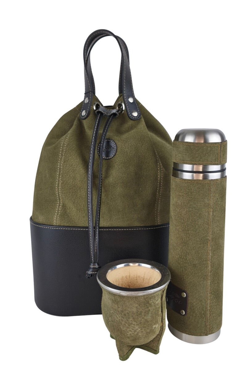 Matera bolso con división en cuero Verde