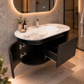 MUEBLE DE BAÑO PVC NEGRO CON ESPEJO LUZ LED MODELO LT6002-100 / MUEBLE + ESPEJO LED - 100 cm Mueble De Baño Pvc Negro Con Espejo Luz Led Modelo Lt6002-100 / Mueble + Espejo Led - 100 Cm