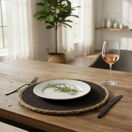 Mantel Individual en Fibra Natural y Algodón Ø38Cm Paramount Marrón