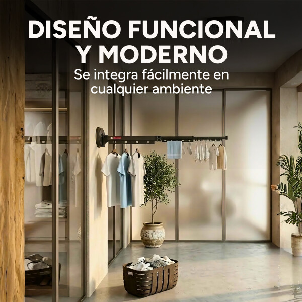 Tendedero Ropa Plegable Extensible 96 Cm 180° Ventosa Balcón Color Negro