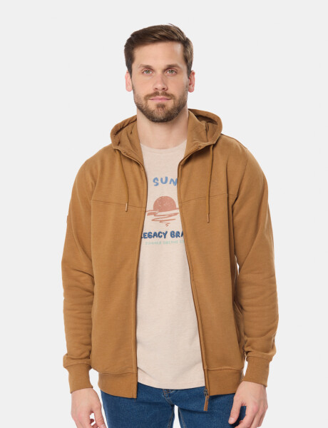 CANGURO CON CIERRE Y CAPUCHA Beige