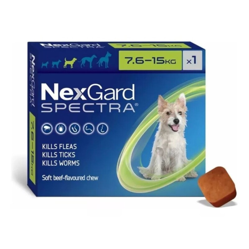 NEXGARD SPECTRA ANTIPARASITORIO INTERNO Y EXTERNO DE 7,6 A 15 KG