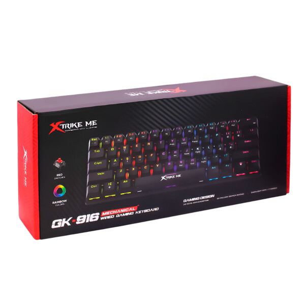 Teclado Mecánico Xtrike Me Gamer RGB GK-916 Anti Ghosting Color Negro