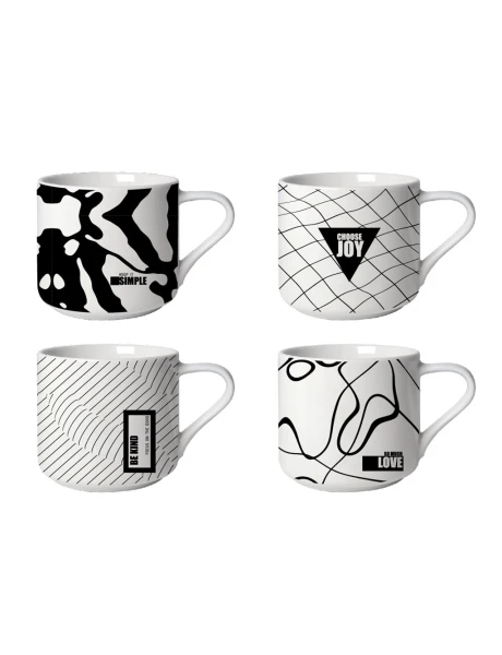 MUG BAJO 350ML DISEÑOS BLANCO Y NEGRO MUG BAJO 350ML DISEÑOS BLANCO Y NEGRO