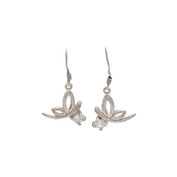 Caravanas Colgantes Mariposa-Plata 925-Piedra Zirconia-CA3052 Conpiedra