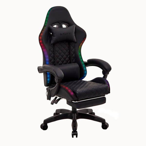 Silla Gamer Con Luces Led Ergonomica Escritorio y apoyapies con Cuero Sintético Imback Color Negro Silla Gamer Con Luces Led Ergonomica Escritorio y apoyapies con Cuero Sintético Imback Color Negro