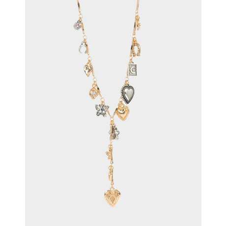 Collar Largo Dijes Mixplating Combinacion Bicolor