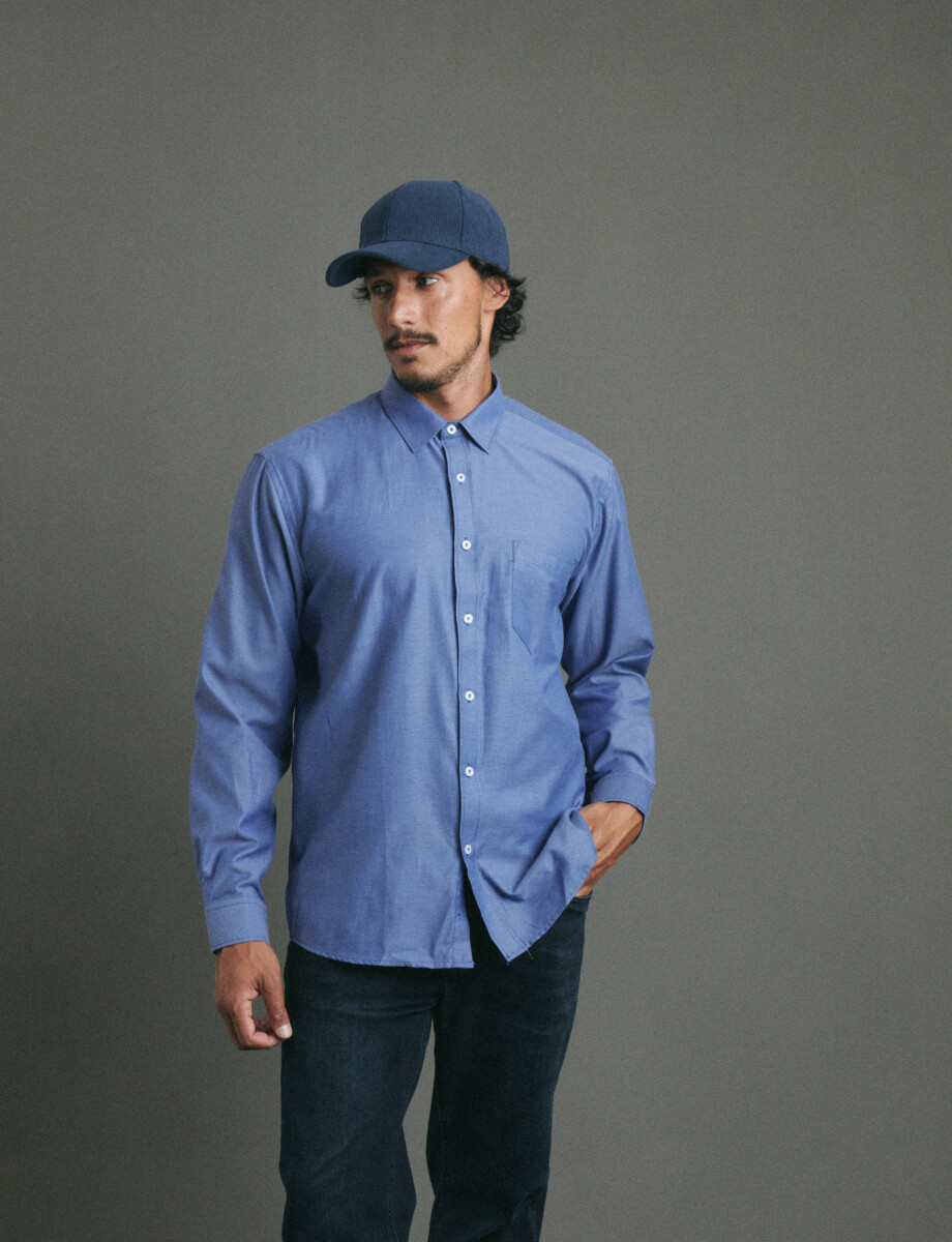 012625 CAMISA HARRINGTON LABEL Azul