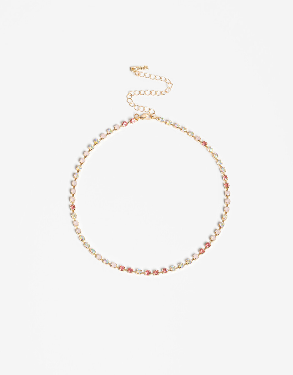 Collar Corto Strass Multicolor 