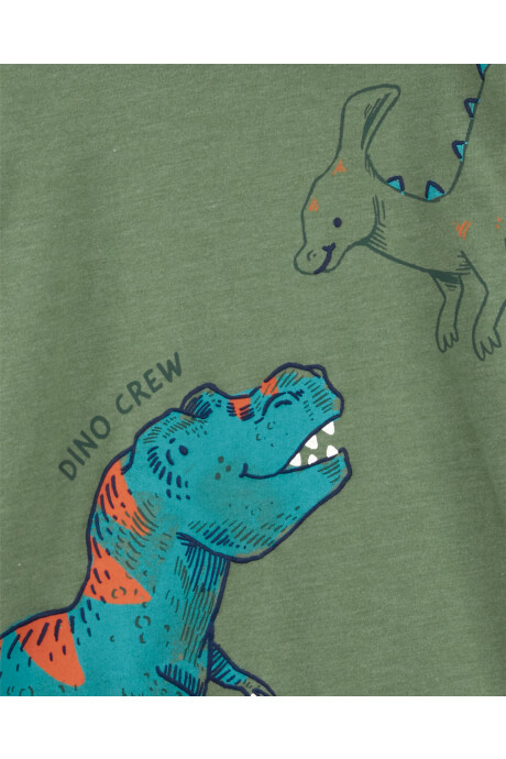 Set dos piezas de algodón, pantalón y remera con capucha, diseño dinos Sin color