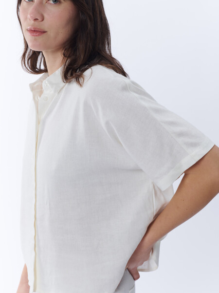 Camisa manga corta con lino Crudo