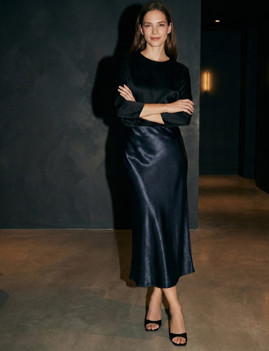 Falda Maxi Solid - Azul 